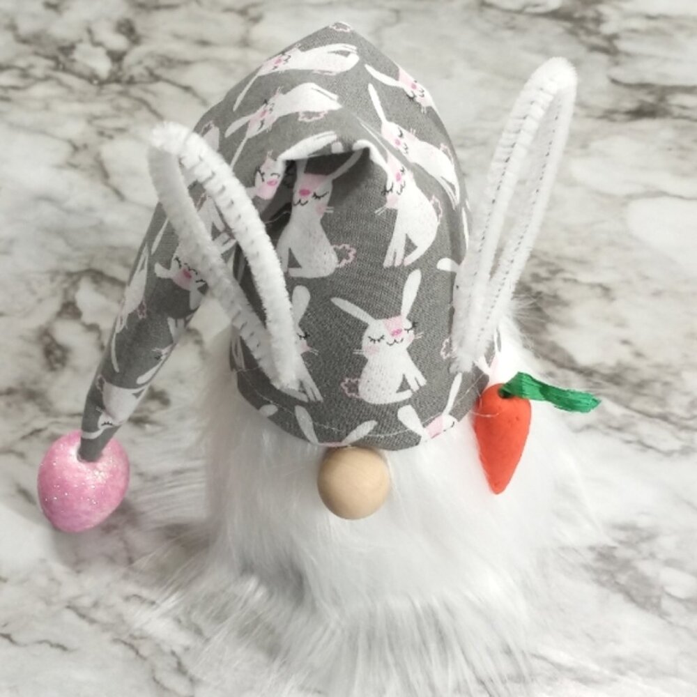 HAND CRAFTED Gnome Easter Bunny Air Freshener Cover Spring Decor White Rabbit